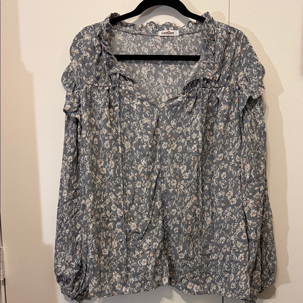 GeeGee Women's Floral Blouse in Blue